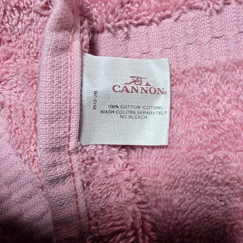 Vintage Cannon Pink Cotton Towel Set Butterfly Crochet Lace Trim Made in USA